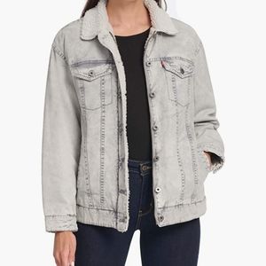 Levis Acid Wash Sherpa Lined Trucker Jacket Medium